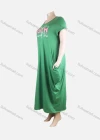 Wholesale Women's African Plus Size Crew Neck Letter Short Sleeve Patch Pocket Loose Fit Dress 8814# - Liuhuamall