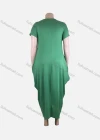 Wholesale Women's African Plus Size Crew Neck Letter Short Sleeve Patch Pocket Loose Fit Dress 8814# - Liuhuamall