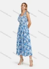 Wholesale Women's Casual Ruched Plant Print Shirred Lace Up Straps Maxi Cami Dress - Liuhuamall