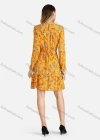 Wholesale Women's Floral Print Poet Sleeve Mock Neck High Waist Short Dress - Liuhuamall