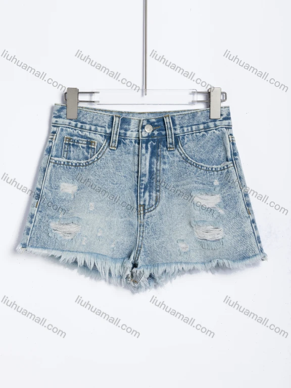 Wholesale Women's Casual Ripped Frayed Hem Denim Shorts #JQ01