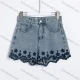 Wholesale Women's Casual Embroidered Floral Hem Denim Shorts #JQ03 Light Blue Clothing Wholesale Market Liuhua