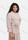 Wholesale Women's Casual Plain Button Front Long Sleeve Flared Hem Maxi Shirt Dress With Belt - Liuhuamall