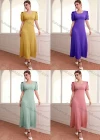 Wholesale Women's Scoop Neck Puff Sleeve Slim Waist Plain Maxi Dress AY151# - Liuhuamall