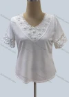 Wholesale Women's Casual V Neck Short Sleeve Hollow Out Appliques Blouse - Liuhuamall
