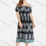 Wholesale Women's Casual Off Shoulder Puff Sleeve A-Line Midi Dress preview