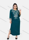 Wholesale Women's African Embroidery Robe 3/4 Sleeve Split Side Curved Hem Maxi Dress - Liuhuamall