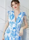 Wholesale Women's Floral Print V Neck High Waist Floor Length Cocktail Tank Dress - Liuhuamall