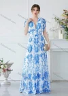 Wholesale Women's Floral Print V Neck High Waist Floor Length Cocktail Tank Dress - Liuhuamall