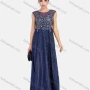 Wholesale Women's Lace Neck Sleeveless Sheer Lace Rhinestone Embroidery Maxi Evening Dress preview