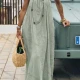 Wholesale 2026 New Ice Silk Wrinkle Solid Color Ruched Backless Cami Dress, Loose Casual Long Dress for Women, Summer Beach & Home Light Green Clothing Wholesale Market Liuhua