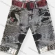 Wholesale Boy's Casual Letter Graphic Labeled Denim Shorts With Belt 6708# 4# Clothing Wholesale Market Liuhua