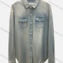 Wholesale Women's Fashion Collared Plain Embroidery Flap Pockets Button Down Curved Hem Distressed Denim Overshirt preview