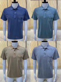 Wholesale Men's Casual Short Sleeve Sleeve Button Front Wash Distressed Polo Shirts, LIUHUA CLOTHING WHOLESALE