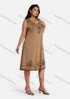 Wholesale Women's Plus Size Elegant Scoop Neck Sleeveless Embroidery Knee Length Tank Dress - Liuhuamall