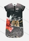 Wholesale Women's Casual Flower Leopard Pattern Short Sleeve Short Tee Dress - Liuhuamall