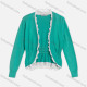 Wholesale Women's Long Sleeve Scalloped Trim Shirred Crop Cardigan WC216# Light Sea Green Clothing Wholesale Market Liuhua