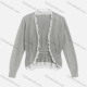Wholesale Women's Long Sleeve Scalloped Trim Shirred Crop Cardigan WC216# Light Gray Clothing Wholesale Market Liuhua