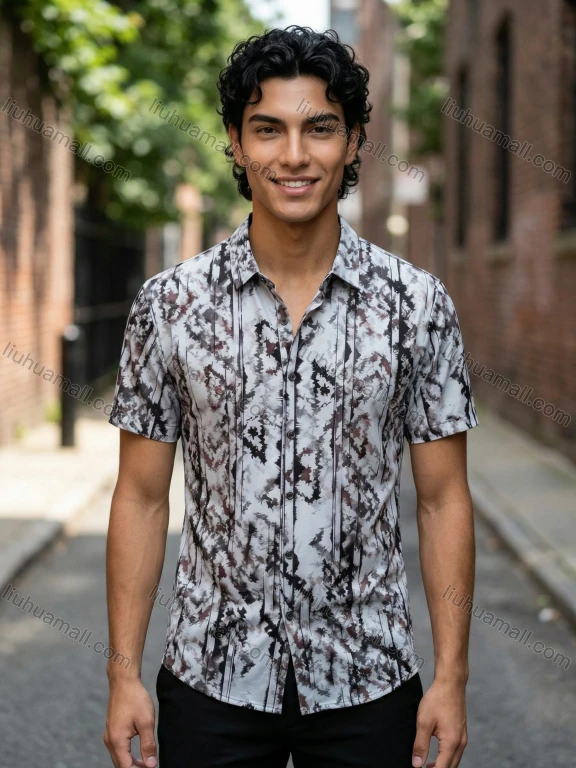 Wholesale 2026 New Arrival Men's Slim Fit Short Sleeve Printed Shirt, Fashion Casual Business Button - Down, Wholesale & In Stock