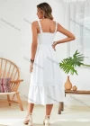 Wholesale Women's Casual Square Neck Ruffle Trim Shirred Plain Cami Midi Dress AY234# - Liuhuamall