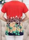 Wholesale Women's Casual Notched Neck Button Decor Floral Print Ombre Top - Liuhuamall