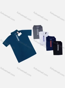 Wholesale Men's Casual Plain Collared Zipper Short Sleeve Tee, LIUHUA CLOTHING WHOLESALE