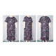 Women's Lounge Milk Silk Allover Print Ruffle Hem Crew Neck Short Sleeve Midi Nightdress DM1301-03# Navy Clothing Wholesale Market -LIUHUA