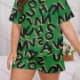 Wholesale Women's Lounge Milk Silk Allover Letter Print Short Sleeve T-shirt & Shorts Soft Pajamas Sets DM02303-09# preview
