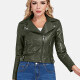 Women's Fashion Lapel Zip Pockets Crop Leather Jacket 8# Clothing Wholesale Market -LIUHUA