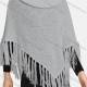 Wholesale Women's Casual Round Neck Knitted Hollow Out Fringe Trim Bandana Hem Poncho 501# Clothing Wholesale Market Liuhua