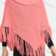 Wholesale Women's Casual Round Neck Knitted Hollow Out Fringe Trim Bandana Hem Poncho 520# Clothing Wholesale Market Liuhua