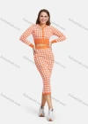 Wholesale Women's Plaid Long Sleeve Button Down Crop Top Knit 2 Piece Sets 2131# - Liuhuamall