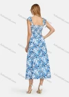 Wholesale Women's Casual Ruched Plant Print Shirred Lace Up Straps Maxi Cami Dress - Liuhuamall