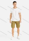 Wholesale Men's Casual Flap Pocket Zip Decor Plain Cargo Shorts With Belt 9382# - Liuhuamall