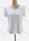 Wholesale Women's Casual Crew Neck Short Sleeve Beaded Blouse - Liuhuamall