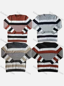 Wholesale Men's Casual Crew Neck Long Sleeve Colorblock Striped Knit Sweaters, LIUHUA CLOTHING WHOLESALE