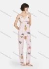 Wholesale Women's Allover Print Cut Out Lace Trim Cami Top & Pants 2 Piece Lounge Pajamas Set A06# - Liuhuamall