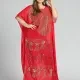 Women's Glamorous Arabic Dubai Sequin Glitter Translucent Muslim Islamic Cover Up Maxi Dress Red Clothing Wholesale Market -LIUHUA