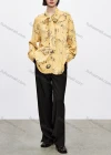 Wholesale Women's Fashion Tie Neck Long Sleeve Baroque Print Button Down Shirt 574558# - Liuhuamall
