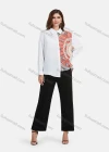 Wholesale Women's Fashion Splicing Print Long Sleeve Button Down Asymmetrical Hem Shirt - Liuhuamall