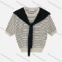 Wholesale Women's Casual Striped Round Neck Half Sleeve Sweater Tops With Shawl 8096# preview