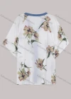 Wholesale Women's Casual Half Sleeve V Neck Floral Print Button Down Oversized Blouse - Liuhuamall