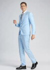 Wholesale Men's Linen Casual Slim Fit Lapel Plain Two Buttons Pocket 2 Pieces Suit Set - Liuhuamall