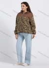 Wholesale Women's Drop Shoulder Splicing Stand Collar Zipper Leopard Teddy Coat - Liuhuamall