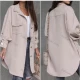 Wholesale Women's Loose Fit Drop Shoulder Plain Flap Pocket Button Down Curved Hem Mid Length Overshirt 6# Clothing Wholesale Market Liuhua