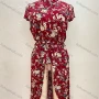 Wholesale Women's Collared Button Down Short Sleeve Flap Pockets Floral Print Split Hem Shirt Dress With Belt preview