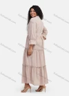 Wholesale Women's Casual Plain Button Front Long Sleeve Flared Hem Maxi Shirt Dress With Belt - Liuhuamall