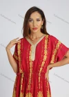 Wholesale Women's Vintage Print Batwing Sleeve Peplum Maxi Dress - Liuhuamall
