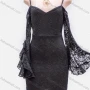 Wholesale Women's Lace Appliques Guipure Lace Cold Shoulder Spaghetti Straps Bodycon Short Dress preview