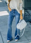 Wholesale Women's Casual Plain Distressed Flare Leg Jean - Liuhuamall